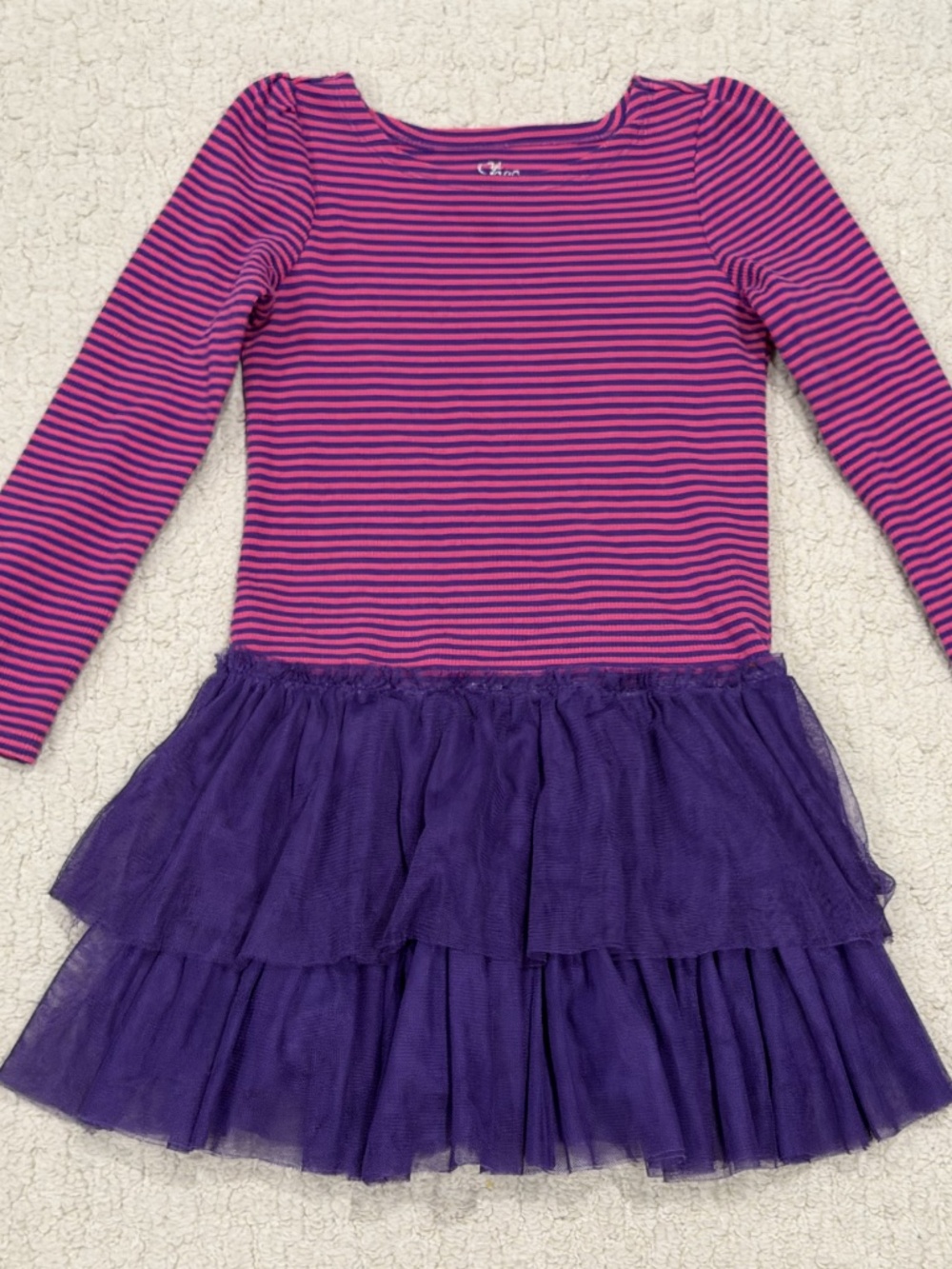 Kids Children's Place Striped Top/Tulle Bottom Skirt Dress Size 5/6 - Picture 2 of 6